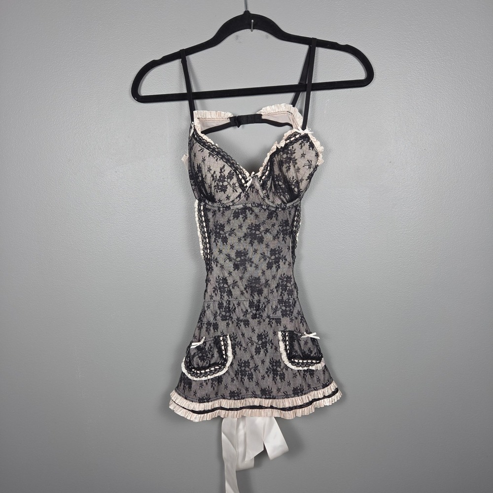 Victoria's Secret Women's 36C Sexy Little Things French Maid Lace Teddy Y2K 2008